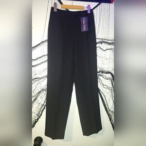 ✨️Pinstripe Straight-Leg Trousers - Black with Thin Pink Stripes✨️